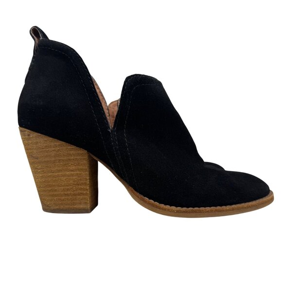 Jeffrey Campbell Rosalee Black Suede Leather Side slits ankle booties Women sz8 - Picture 1 of 10